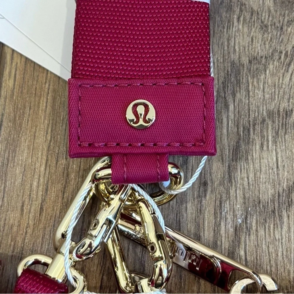 NWT Lululemon Dual Pouch Wristlet *L Monogram Velvet In Berry Rumble